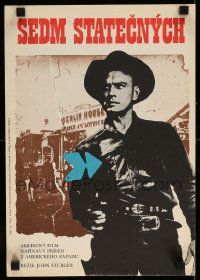 9j126 MAGNIFICENT SEVEN Czech 11x16 R76 Yul Brynner, Steve McQueen, 7 Samurai cowboy remake!