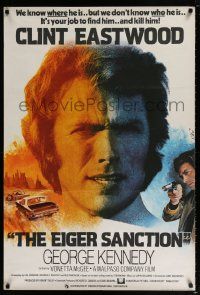 9j248 EIGER SANCTION English 1sh '75 great completely different Mascii art of Clint Eastwood!