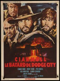 9j829 CHUCK MOLL French 23x31 '71 Gasparri art of Leonard Mann & Woody Strode in spaghetti western