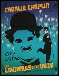 9j830 CITY LIGHTS French 23x30 R70s artwork of Charlie Chaplin by Roger Boumedil & Leo Kouper!