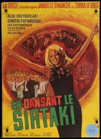 9j839 DANCING THE SIRTAKI French 23x31 '67 art of sexy Greek blonde by Jean Mascii!