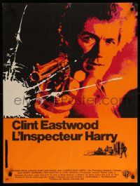 9j844 DIRTY HARRY French 23x31 '72 cool art of Clint Eastwood w/gun, Don Siegel crime classic!