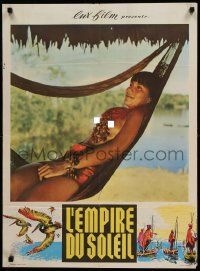 9j851 EMPIRE IN THE SUN French 23x31 '57 forgotten Peruvian documentary, sexy woman in hammock!