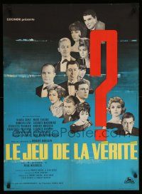 9j859 GAME OF TRUTH French 23x31 '61 Robert Hossein's Le jeu de la verite, cool crime art!