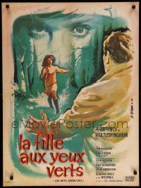 9j863 GIRL WITH GREEN EYES French 23x31 '65 different Ghirardi art of Rita Tushingham & Peter Finch!