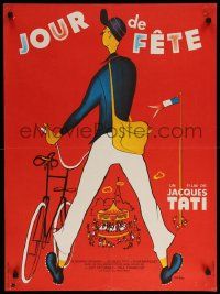 9j876 JOUR DE FETE French 23x31 R70s Jacques Tati's The Big Day, French postman comedy!