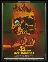 9j887 LEGEND OF HELL HOUSE French 23x40 '73 Franklin, great skull & haunted house artwork!