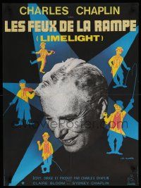 9j891 LIMELIGHT French 23x31 R70s Charlie Chaplin art & close-up by Kouper & Boumendil