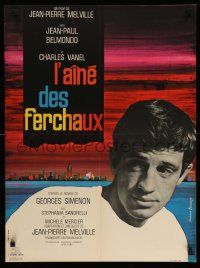 9j899 MAGNET OF DOOM French 23x30 '63 Jean-Paul Belmondo, Jean-Pierre Melville, art by Bourduge!