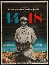 9j919 OVER THERE, 1914-18 French 24x32 '63 Jean Aurel WWI documentary, image of soldier!