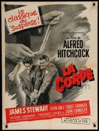 9j932 ROPE French 24x32 R63 image of James Stewart holding the rope, Alfred Hitchcock classic!