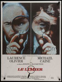 9j938 SLEUTH French 24x32 '73 Laurence Olivier & Michael Caine with magnifying glasses!