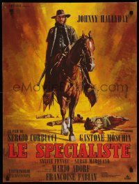 9j943 SPECIALISTS French 23x30 '70 cool Mascii spaghetti western art of Hallyday on horseback!