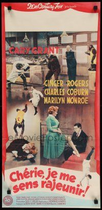 9j807 MONKEY BUSINESS French 15x31 '52 Cary Grant, Ginger Rogers, sexy Marilyn Monroe, Coburn!