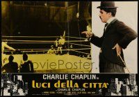 9j418 CITY LIGHTS Italian 18x26 pbusta R70s great image of Charlie Chaplin from this classic movie