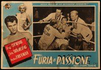 9j477 FLESH & FURY Italian 13x19 pbusta '52 boxer Tony Curtis has fury in his fists, boxing ring!