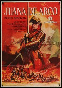 9j085 JOAN OF ARC Spanish R70 striking and different art of Ingrid Bergman in full armor!