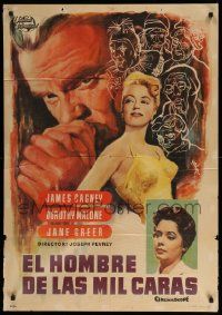 9j088 MAN OF A THOUSAND FACES Spanish '58 art of James Cagney as Lon Chaney Sr. by Grinsson!