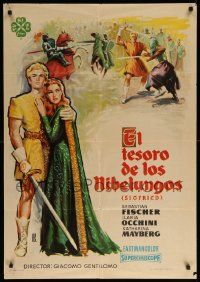 9j094 SIGFRIDO Spanish '59 Sebastian Fischer as the Italian Siegfried, jousting and swordfight!