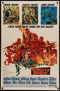 9p252 DIRTY DOZEN 1sh '67 Charles Bronson, Jim Brown, Lee Marvin, cool Frank McCarthy art!