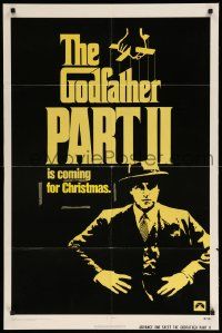 9p396 GODFATHER PART II advance 1sh '74 Al Pacino in Francis Ford Coppola classic crime sequel!