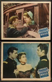 9r949 MASSACRE RIVER 2 LCs '49 Guy Madison & Rory Calhoun, pretty Carole Mathews, Civil War!