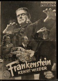 9s299 GHOST OF FRANKENSTEIN Austrian program '50 different images of monster Lon Chaney Jr.!