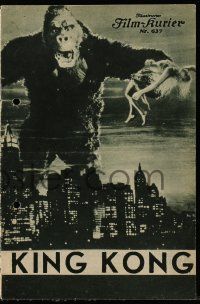 9s083 KING KONG Austrian program '33 classic image of ape holding Fay Wray over New York City!