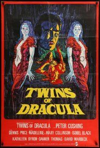 9y930 TWINS OF EVIL English 1sh '72 cool art of Madeleine & Mary Collinson, Dracula, Hammer!