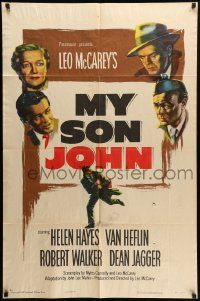 9y597 MY SON JOHN 1sh '52 art of Communist Robert Walker, directed by Leo McCarey!