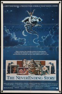 9y614 NEVERENDING STORY 1sh '84 Wolfgang Petersen, fantasy art of Falcor & cast by Ezra Tucker!