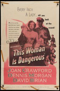 9y894 THIS WOMAN IS DANGEROUS 1sh '52 Joan Crawford was a lady, till you see her record!