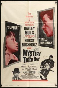 9y901 TIGER BAY 1sh R61 wonderful art of Horst Buchholz & introducing Hayley Mills!