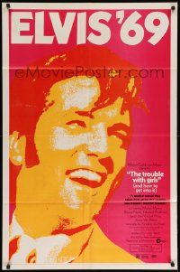 9y924 TROUBLE WITH GIRLS 1sh '69 great gigantic close up art of smiling Elvis Presley!