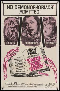 9y927 TWICE TOLD TALES 1sh '63 Vincent Price, Nathaniel Hawthorne, a trio of unholy horror!