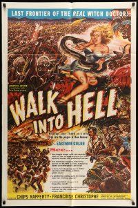 9y955 WALK INTO HELL 1sh '57 great art, starring & produced by Australian Chips Rafferty!