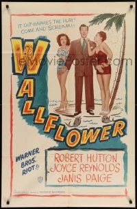 9y958 WALLFLOWER 1sh '48 Robert Hutton, Joyce Reynolds & Janis Paige, from the Broadway play, rare!