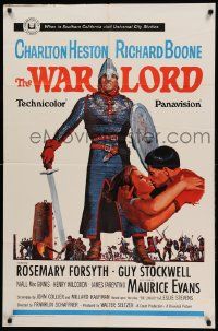 9y959 WAR LORD 1sh '65 Charlton Heston all decked out in armor with sword by Frank McCarthy!