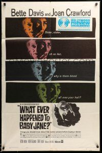 9y968 WHAT EVER HAPPENED TO BABY JANE? 1sh '62 Robert Aldrich, Bette Davis & Joan Crawford!