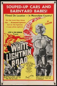 9y976 WHITE LIGHTNIN' ROAD 1sh '65 stock car racing & sexy barnyard babes in moonshine country!