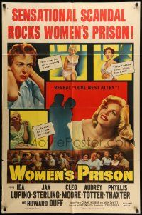 9y986 WOMEN'S PRISON 1sh '54 Ida Lupino & super sexy convict Cleo Moore, sensational scandal!