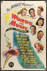 9y987 WORDS & MUSIC 1sh '49 Judy Garland, Lena Horne & musical all-stars, bio of Rodgers & Hart!