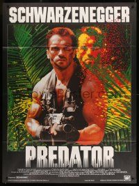 9z937 PREDATOR French 1p '87 cool close up image of Arnold Schwarzenegger with big gun!