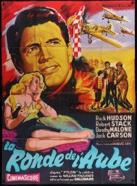 9z971 TARNISHED ANGELS French 1p '58 Faulkner, Belinsky art of Rock Hudson & Dorothy Malone!