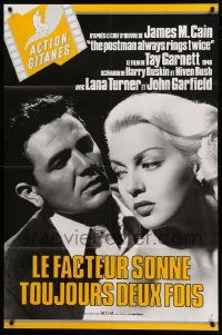 9z717 POSTMAN ALWAYS RINGS TWICE French 31x47 R90s great c/u of John Garfield & sexy Lana Turner!