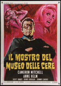 9z399 NIGHTMARE IN WAX Italian 1p '70 different art of Cameron Mitchell w/eyepatch & Anne Helm!