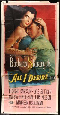 1b457 ALL I DESIRE 3sh '53 art of sexy Barbara Stanwyck & Richard Carlson, directed by Douglas Sirk