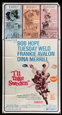 1b658 I'LL TAKE SWEDEN 3sh '65 Bob Hope & Tuesday Weld, lots of sexy bikini babes, different!!