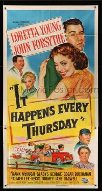 1b669 IT HAPPENS EVERY THURSDAY 3sh '53 Loretta Young, John Forsythe, wacky art of family!