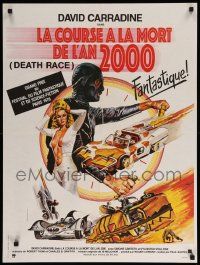 1f851 DEATH RACE 2000 French 24x32 '76 art of killer cars, David Carradine & sexy Simone Griffeth!